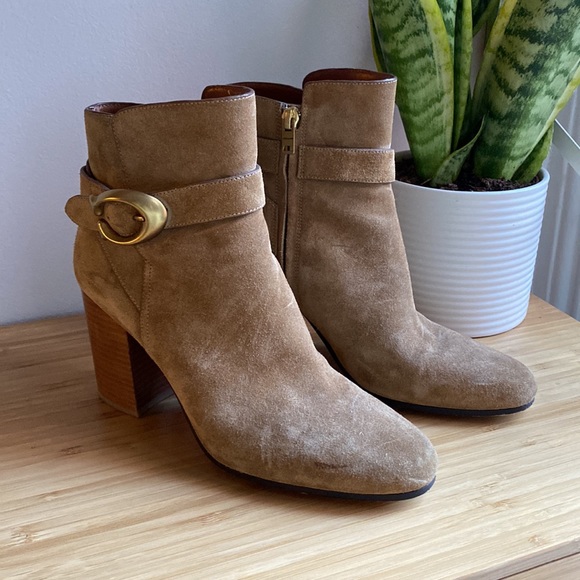 Coach Tan Brown Suede Booties, Size 6 - Picture 3 of 6